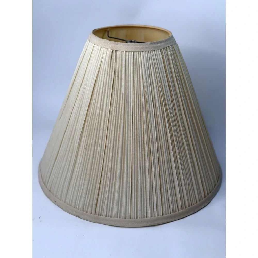 Vintage Ivory Pleated Fabric Large Lamp Shade 12x16